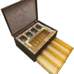 Customised Black Chocolate Dry fruit box open, sweets and namkeen box, suitcase box, premium box, rexine box, glass jar box, satin cloth box, bhaji box, sweets and namkeen box, Rich box, Wooden Box, M.D.F. Box, trending box, fancy box, hybrid box, Namkeen box