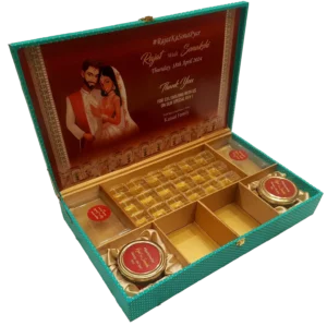 Customised 2 Jar 2 Container 18 pieces Chocolate Cavity Box open, Green Box, Choclate Box, Dry fruit Box, Namkeen Box, Wedding Box, Sagai Box, Ring ceremony box, Digital print box, wooden box, M.D.F. Box, Fancy box, Trending box, hybrid box, Gift box, dibba, diba