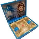 Customised blue 2 Jar Brownie Box open, dry fruit box, gift box, birthday box, special box, premium box, popular box, dibba, diba, digital print box, baby box, box for baby, brownie box